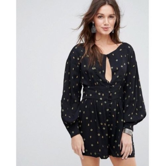 Free People Pants - Free People Love Grows Keyhole Romper Long Sleeve